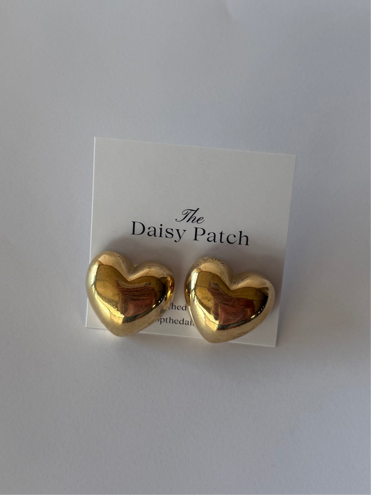 Chunky Gold Heart Earrings