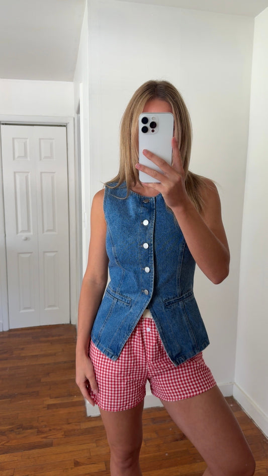 Dolly Gingham Boxer Shorts - Red
