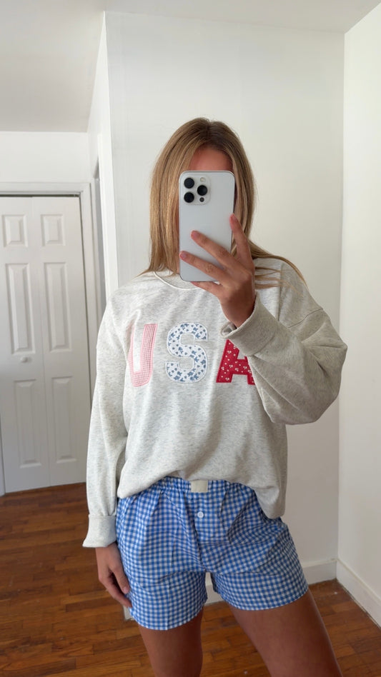 Dolly Gingham Boxer Shorts - Light Blue