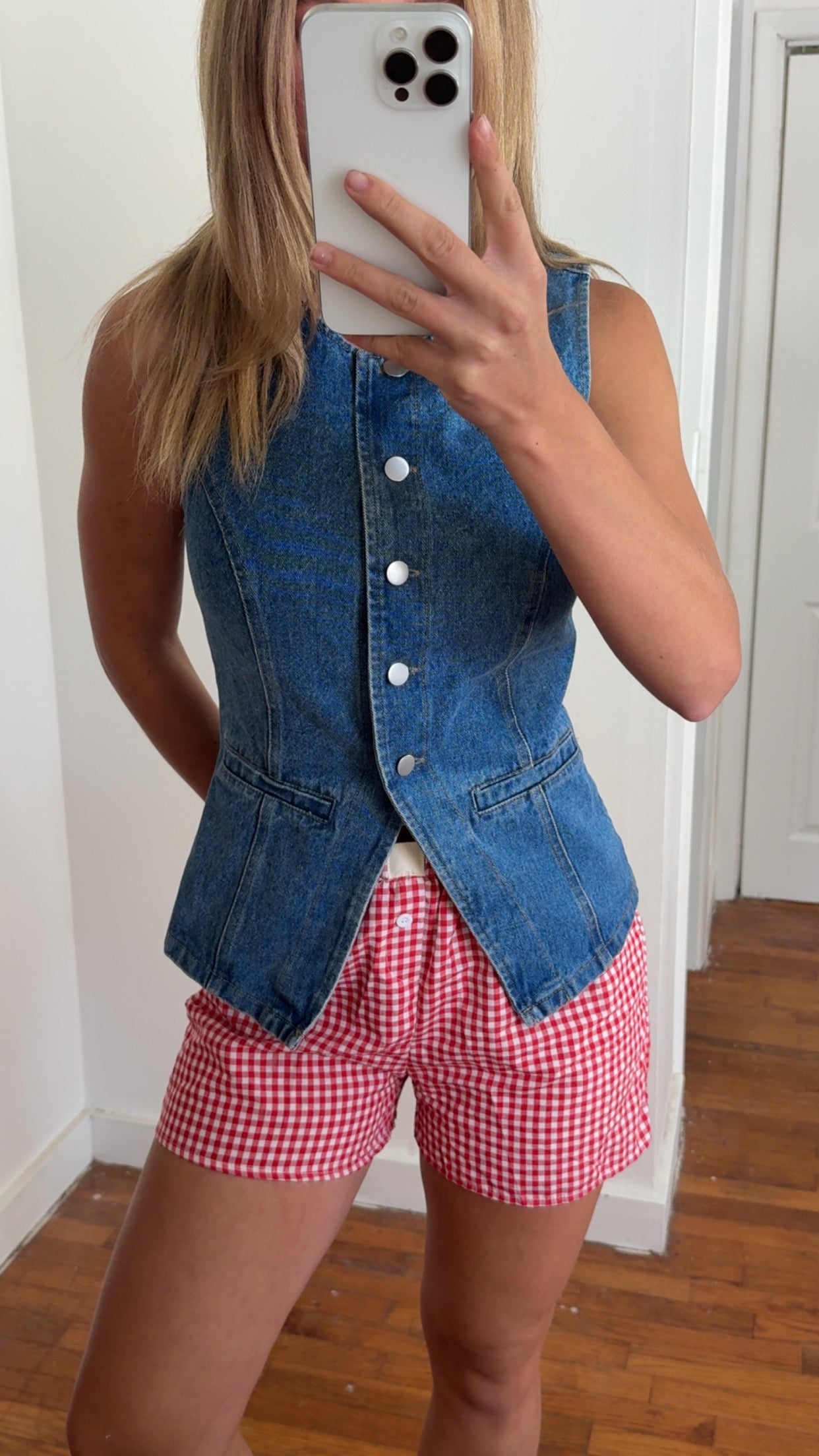 Dolly Gingham Boxer Shorts - Red