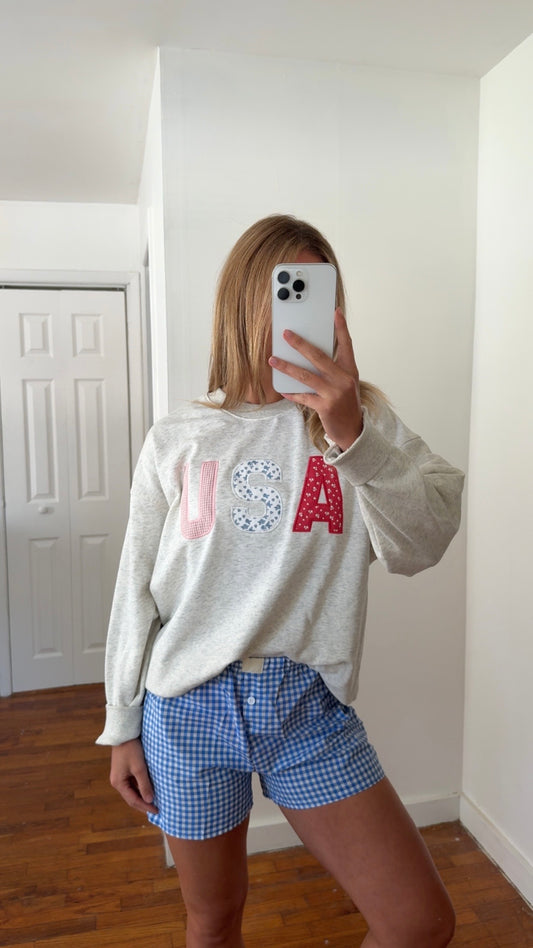 USA Patchwork Oversized Sweatshirt